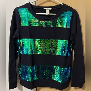 H&M Iridescent Sequin Striped Sweater Size S